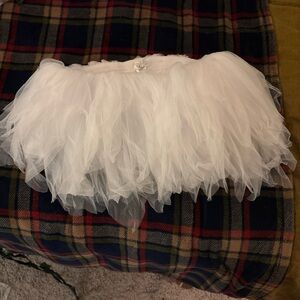 White Shredded Tutu Tulle Skirt